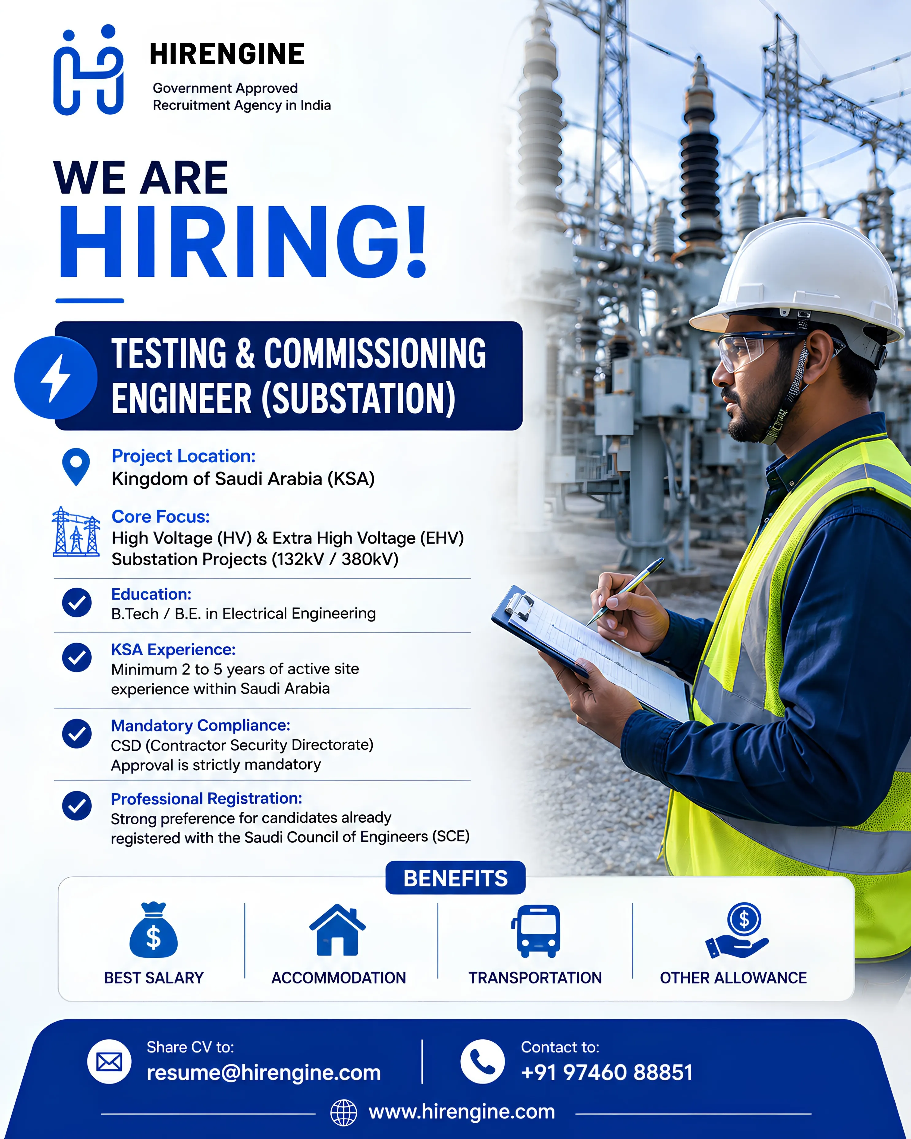 hiring testing & commissioning engineer